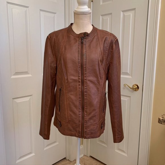 caramel faux leather jacket